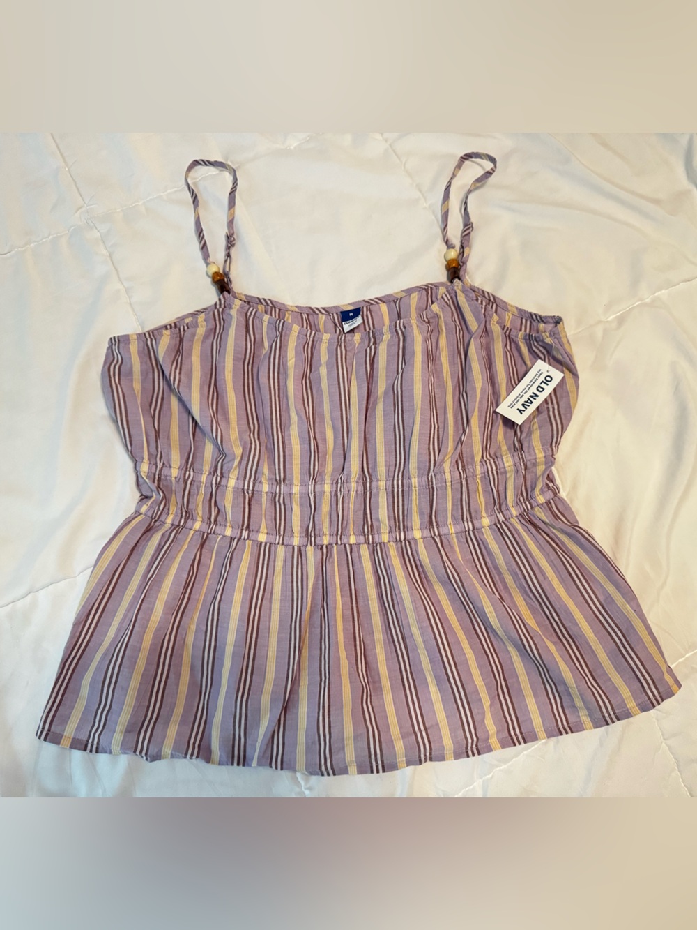 Old Navy Lavender and Yellow Striped Spaghetti Strap Top